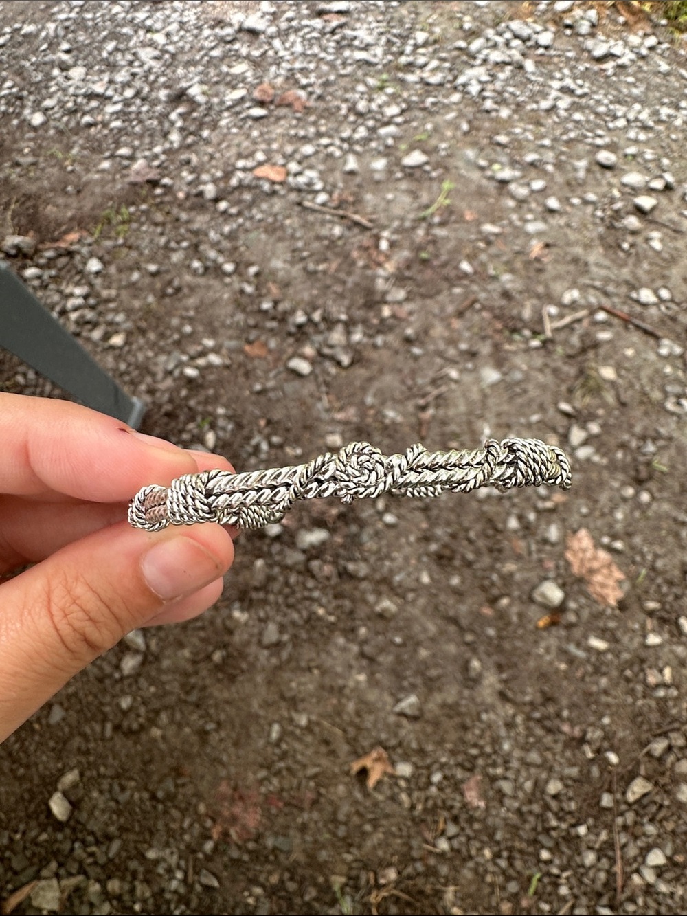 Handcrafted Silver-Tone Braided Knot Bracelet